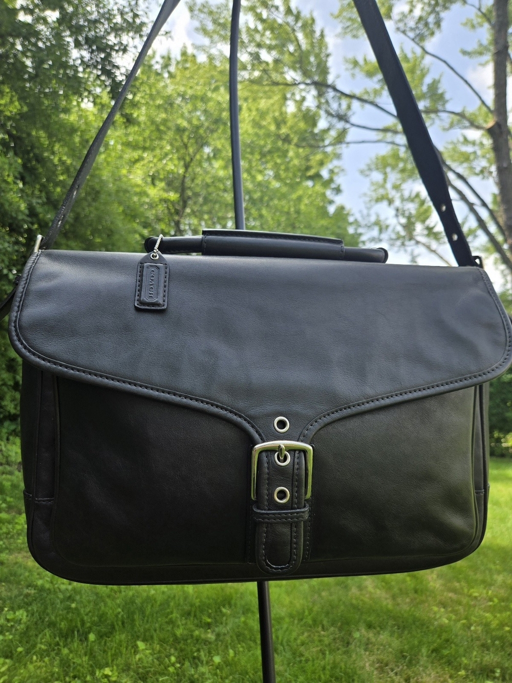 Vtg Coach Logan Leather Commuter Messenger Bag Briefcase Black 5238 Y2k Soho - Picture 2 of 14